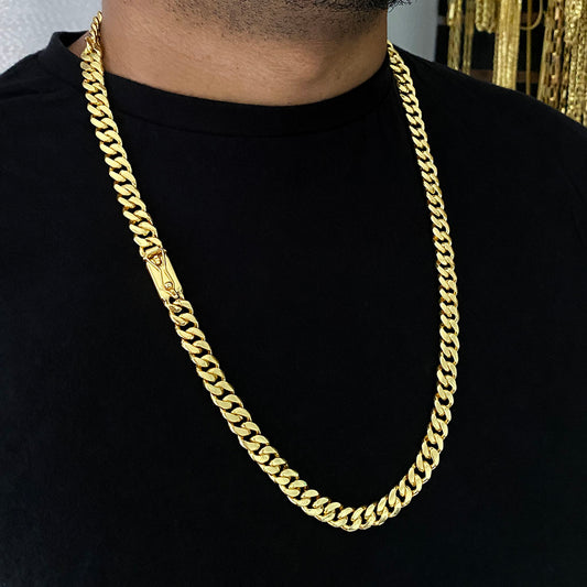 Corrente Cubana 10mm Banhada a Ouro 18K