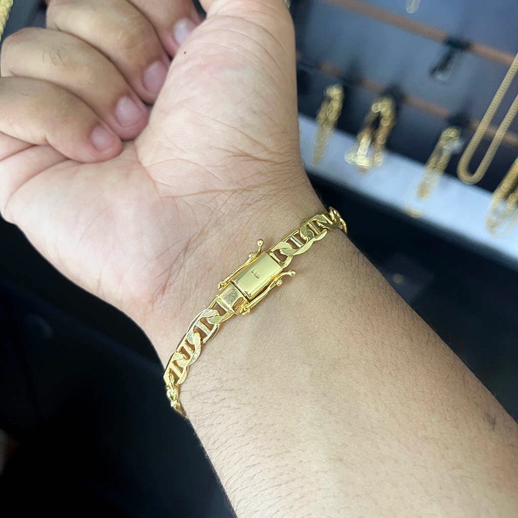 Corrente + Pulseira Piastrini 6mm Banhado a Ouro 18K