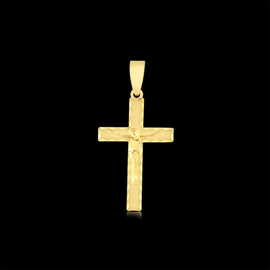 Pingente Crucifixo Borda Detalhada Banhado a Ouro 18K