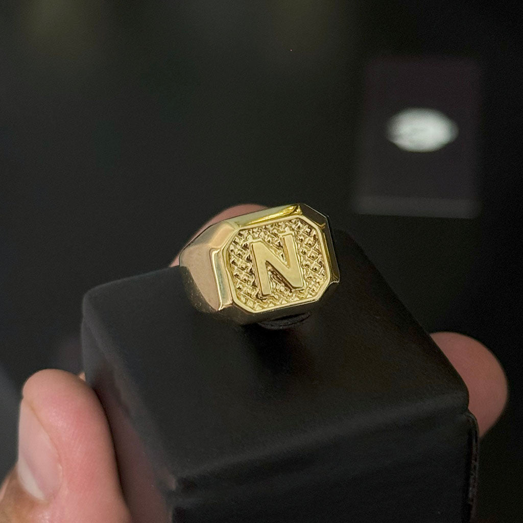 Anel Letra N Banhado a Ouro 18K