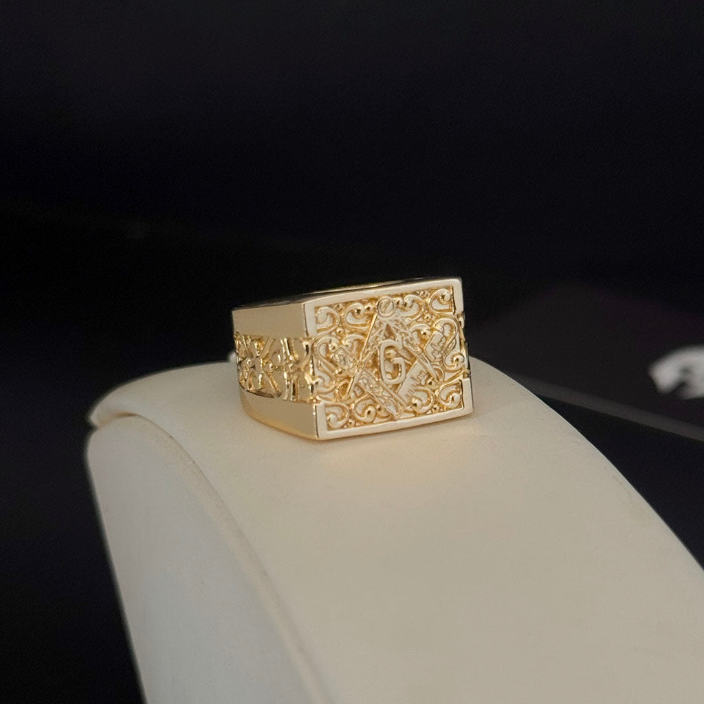 Anel Maçonaria Banhado a Ouro 18K