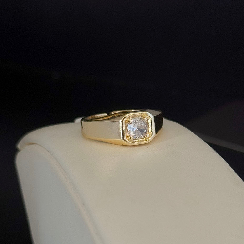 Anel Pedra Cristal Banhado a Ouro 18K