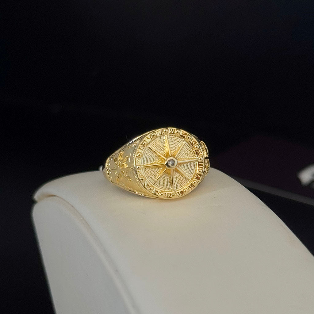 Anel Rosa dos Ventos Banhado a Ouro 18K