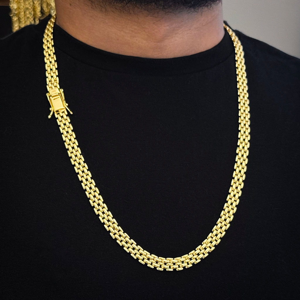 Corrente Americana 10mm Banhado a Ouro 18K