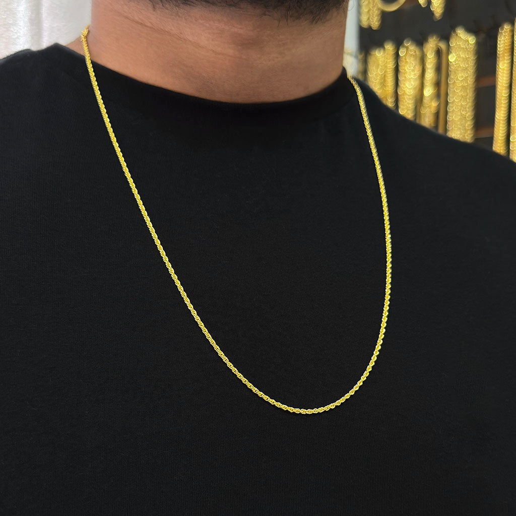 Corrente Baiano 2mm Banhado a Ouro 18K