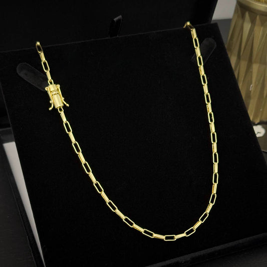 Corrente Elo Alongado 4mm Trava Dupla Banhado a Ouro 18K