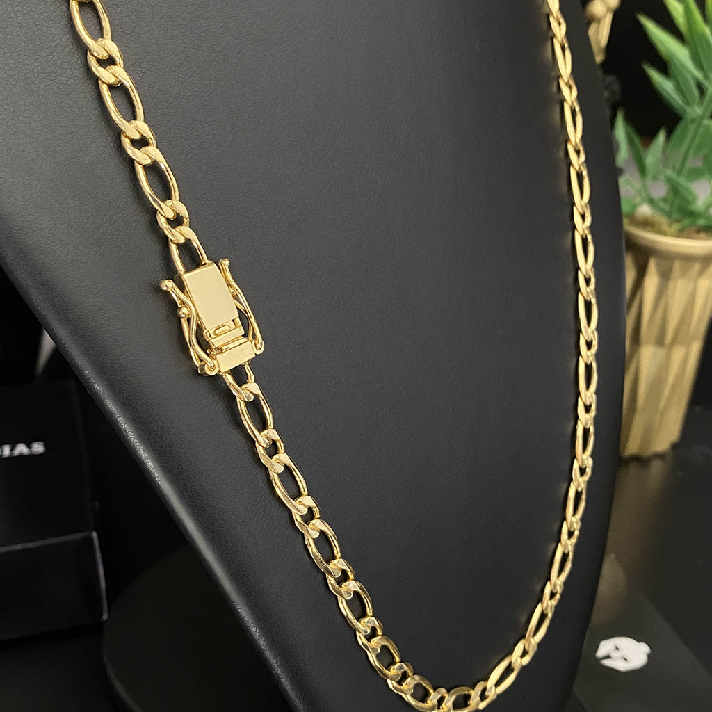 Corrente Fígaro 1x1 5mm Banhada a Ouro 18K