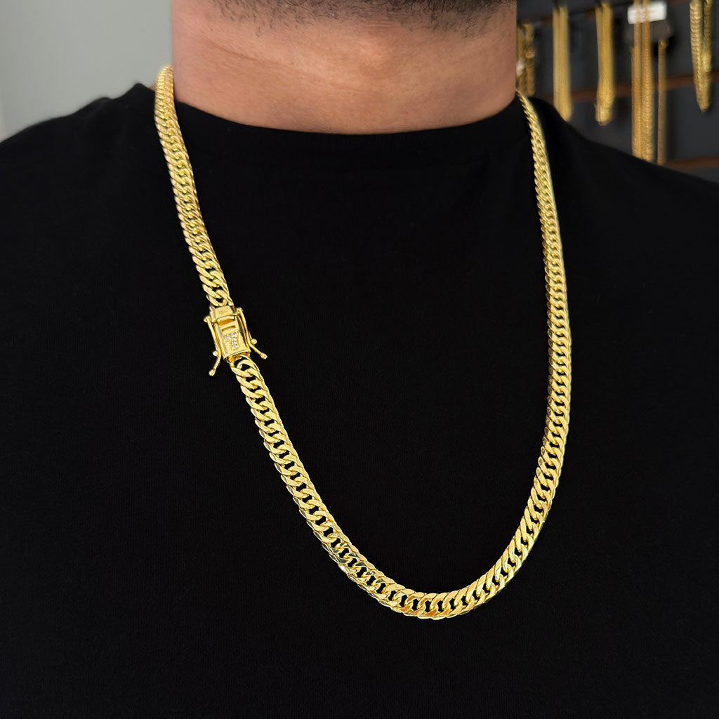 Corrente Grumet 8mm Fecho 7 Banhado a Ouro 18K