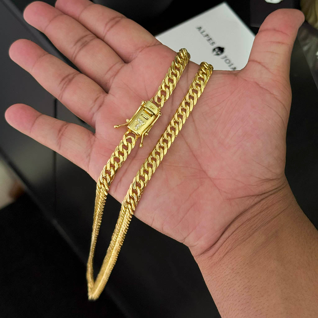 Corrente Grumet 8mm Fecho 7 Banhado a Ouro 18K