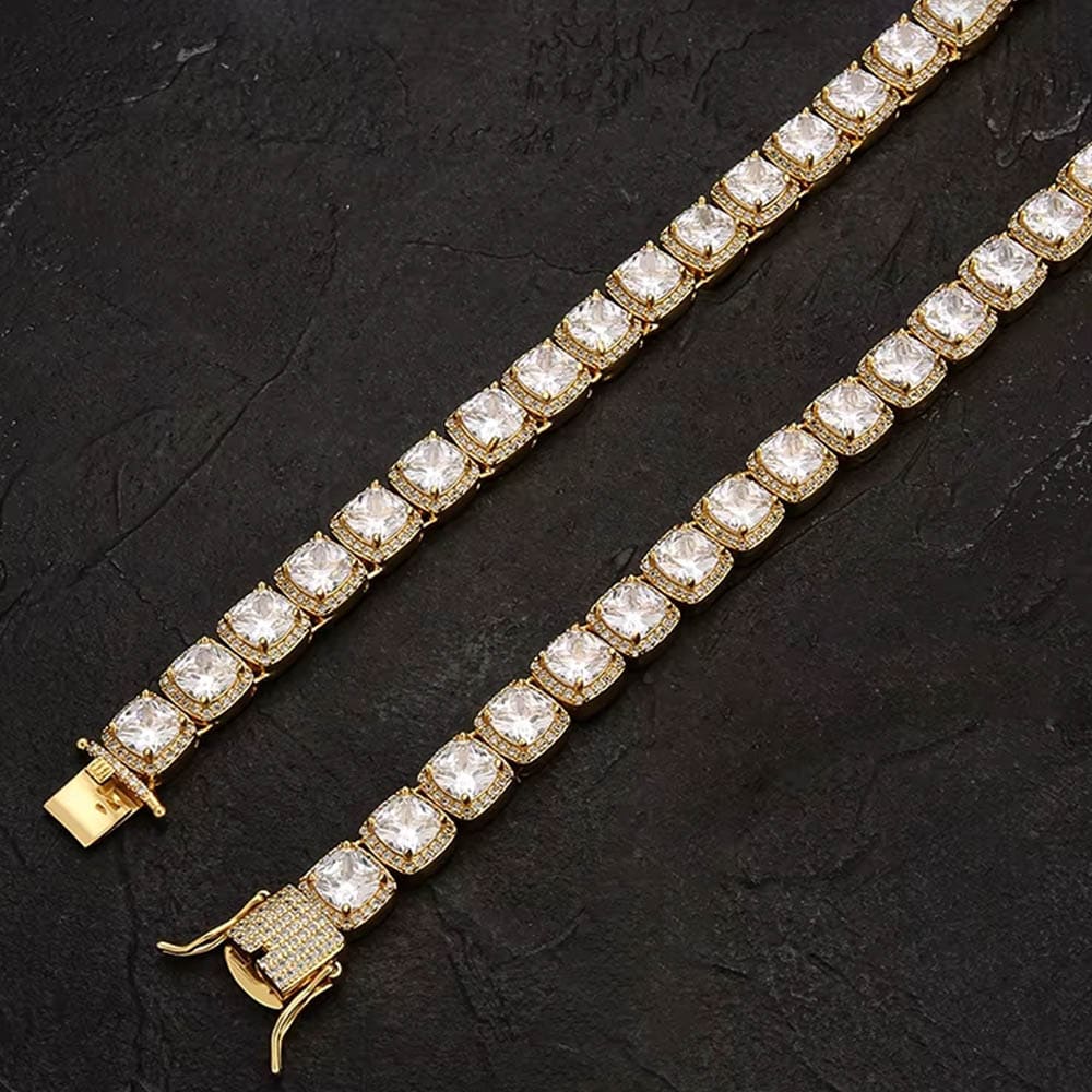 Corrente Riviera Cravejada 12mm Banhado a Ouro 18K