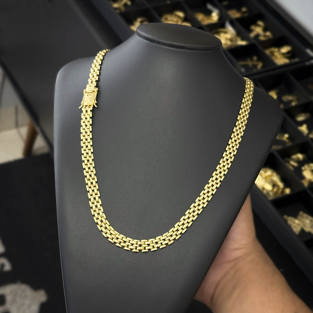 Corrente Americana 10mm Banhado a Ouro 18K