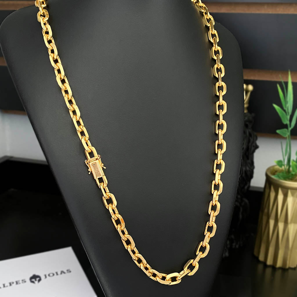 Corrente Cadeado 10mm Banhada a Ouro 18K