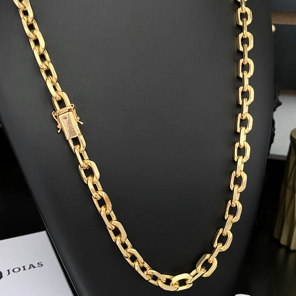 Corrente Cadeado 10mm Banhada a Ouro 18K