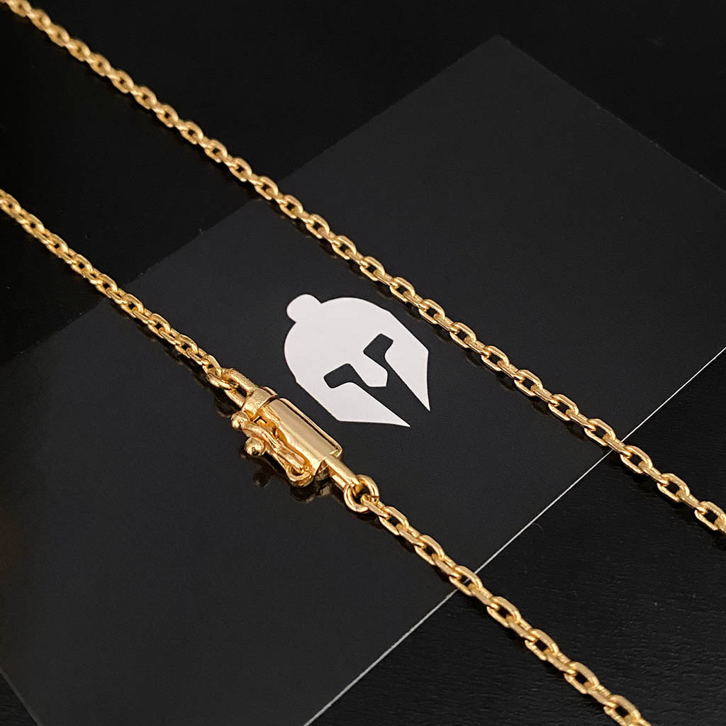 Corrente Cadeado 1mm e Pingente Placa São Jorge Banhado a Ouro 18K