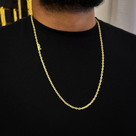 Corrente Cadeado 3mm Banhada a Ouro 18K