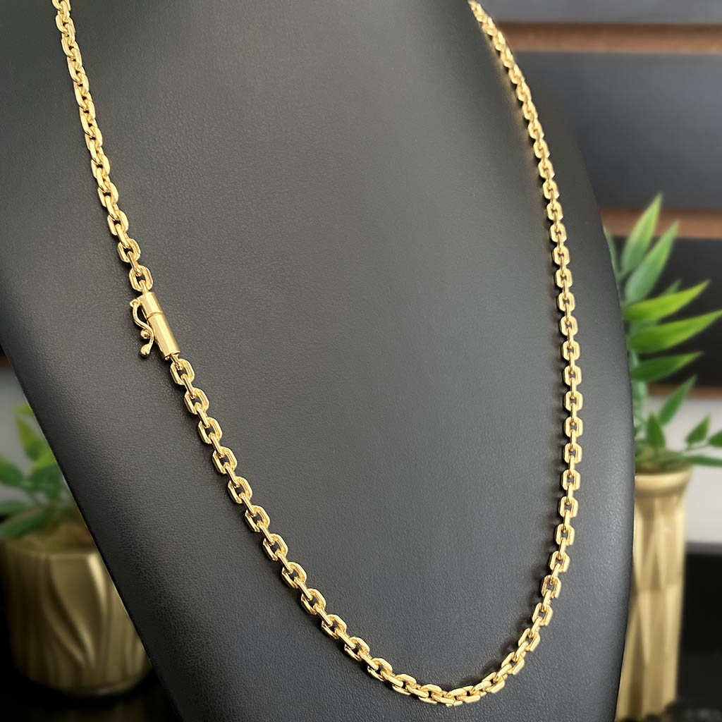 Corrente Cadeado 4mm Banhada a Ouro 18K