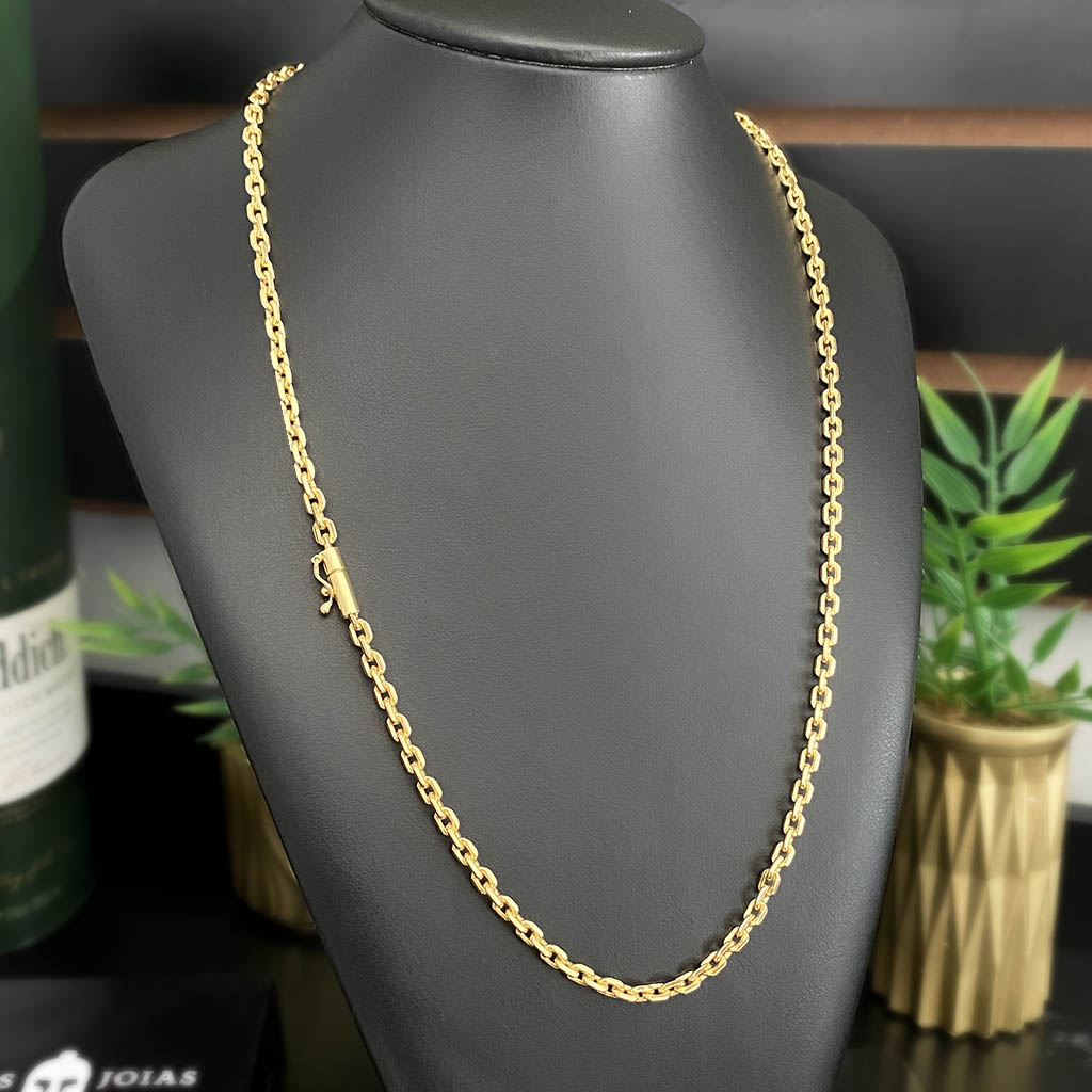 Corrente Cadeado 4mm Banhada a Ouro 18K