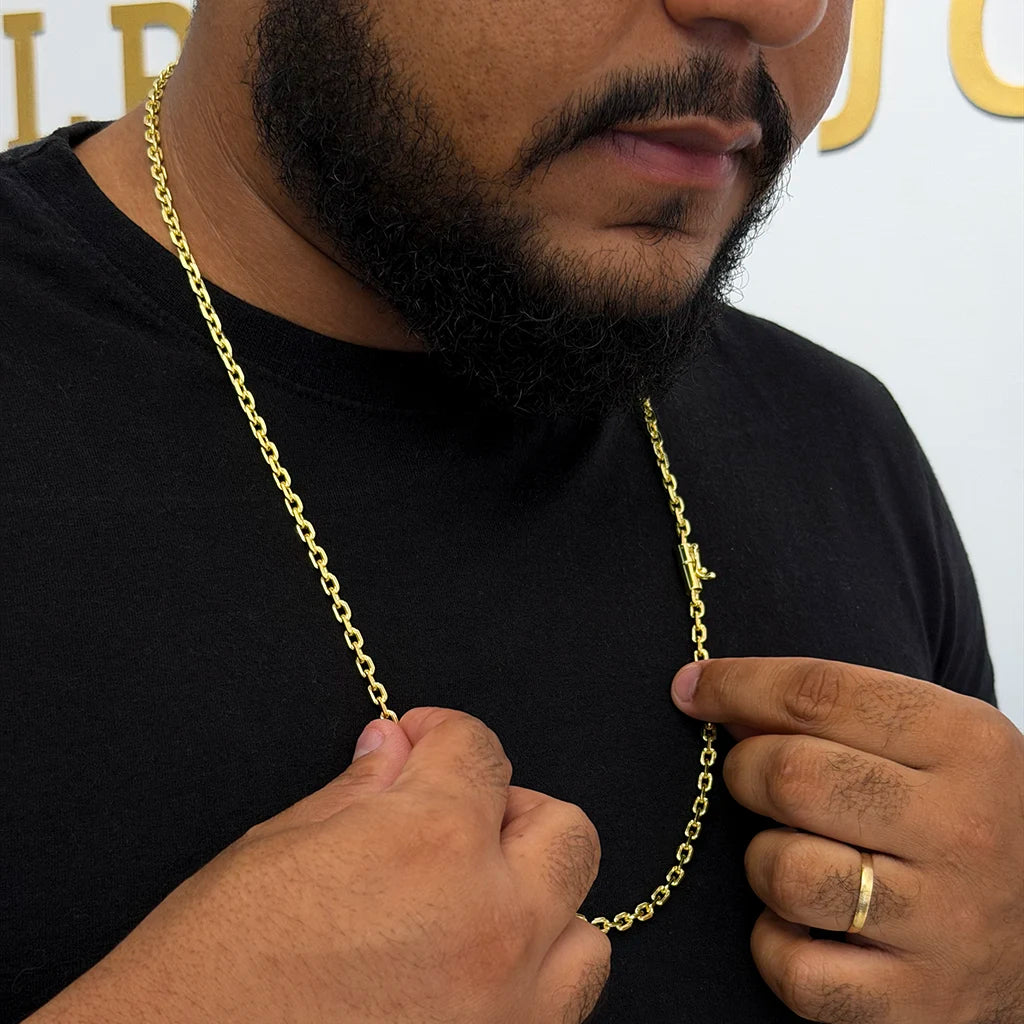 Corrente Cadeado 4mm Banhada a Ouro 18K
