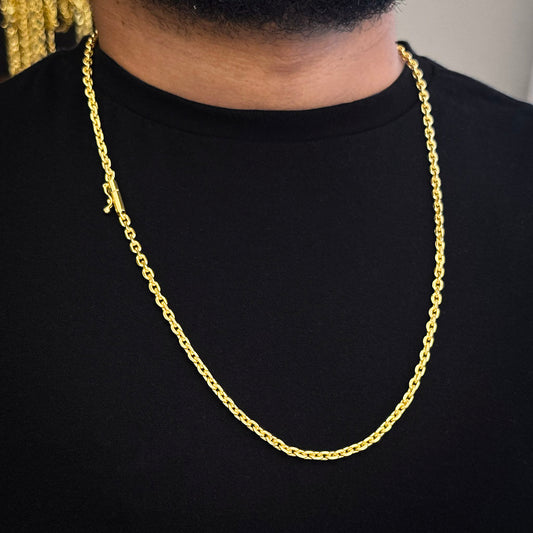Corrente Cadeado 4mm Banhada a Ouro 18K
