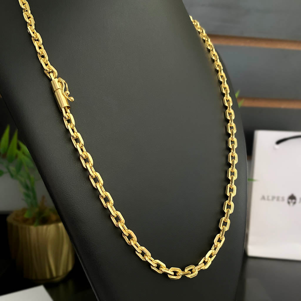 Corrente Cadeado 6mm Banhada a Ouro 18K