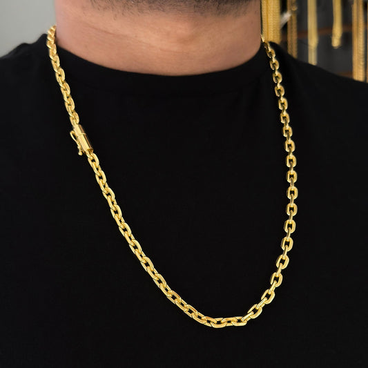 Corrente Cadeado 6mm Banhada a Ouro 18K