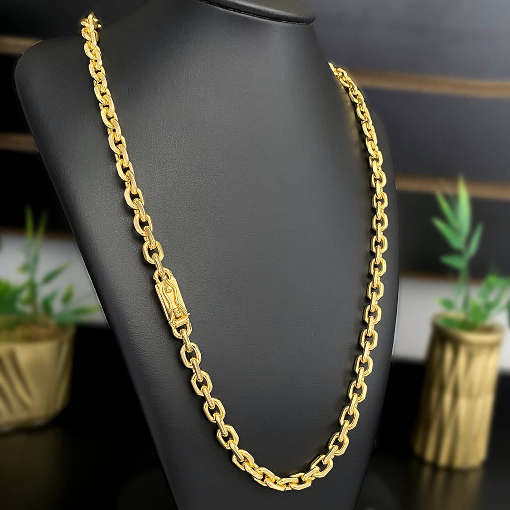 Corrente Cadeado 8mm Banhada a Ouro 18K