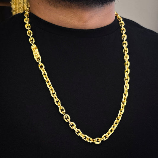 Corrente Cadeado 8mm Banhada a Ouro 18K