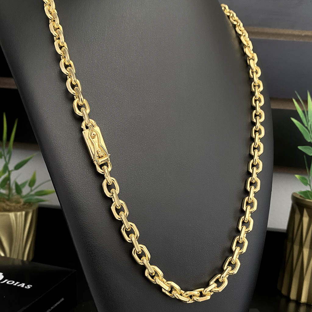 Corrente Cadeado 8mm Banhada a Ouro 18K