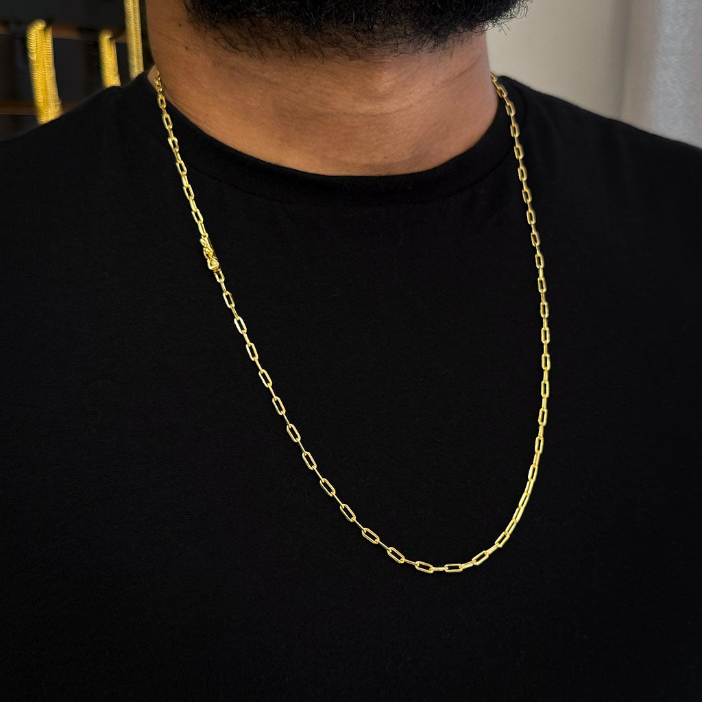 Corrente Cadeado Alongado 2mm Banhada a Ouro 18K