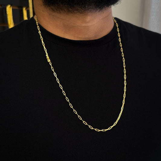 Corrente Cadeado Alongado 2mm Banhada a Ouro 18K