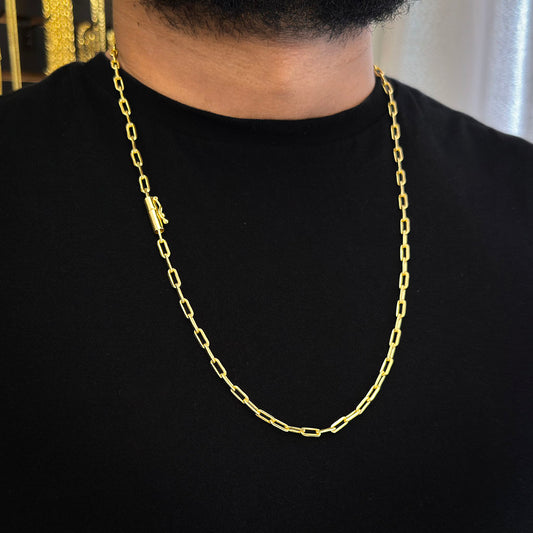 Corrente Cadeado Alongado 4mm Banhada a Ouro 18K