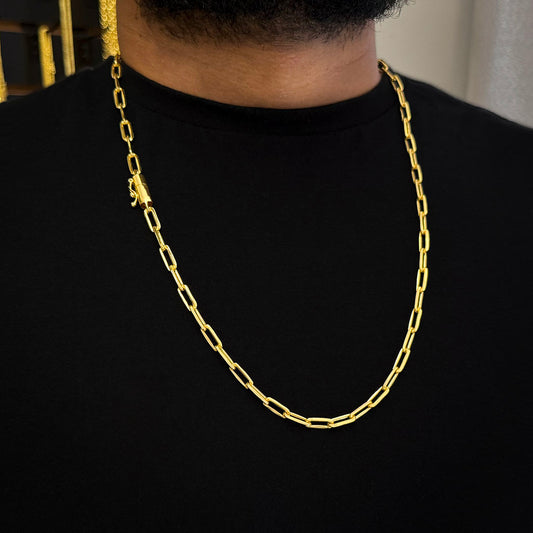 Corrente Cadeado Alongado 6mm Banhada a Ouro 18K