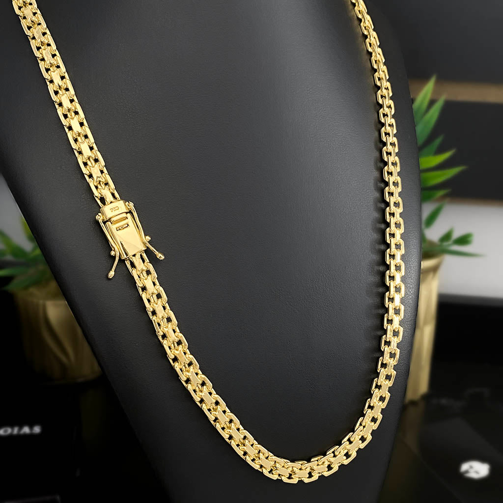 Corrente Cadeado Duplo 10mm Banhada a Ouro 18K
