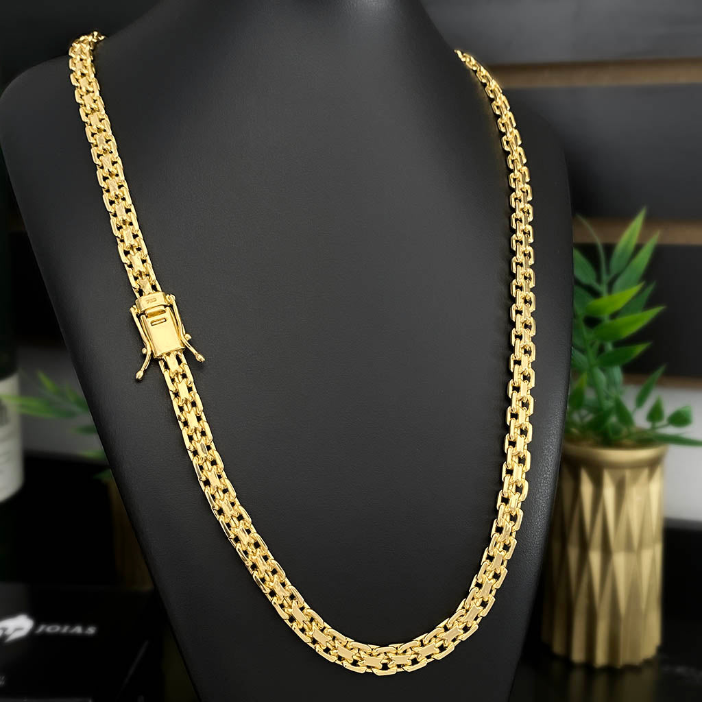 Corrente Cadeado Duplo 10mm Banhada a Ouro 18K