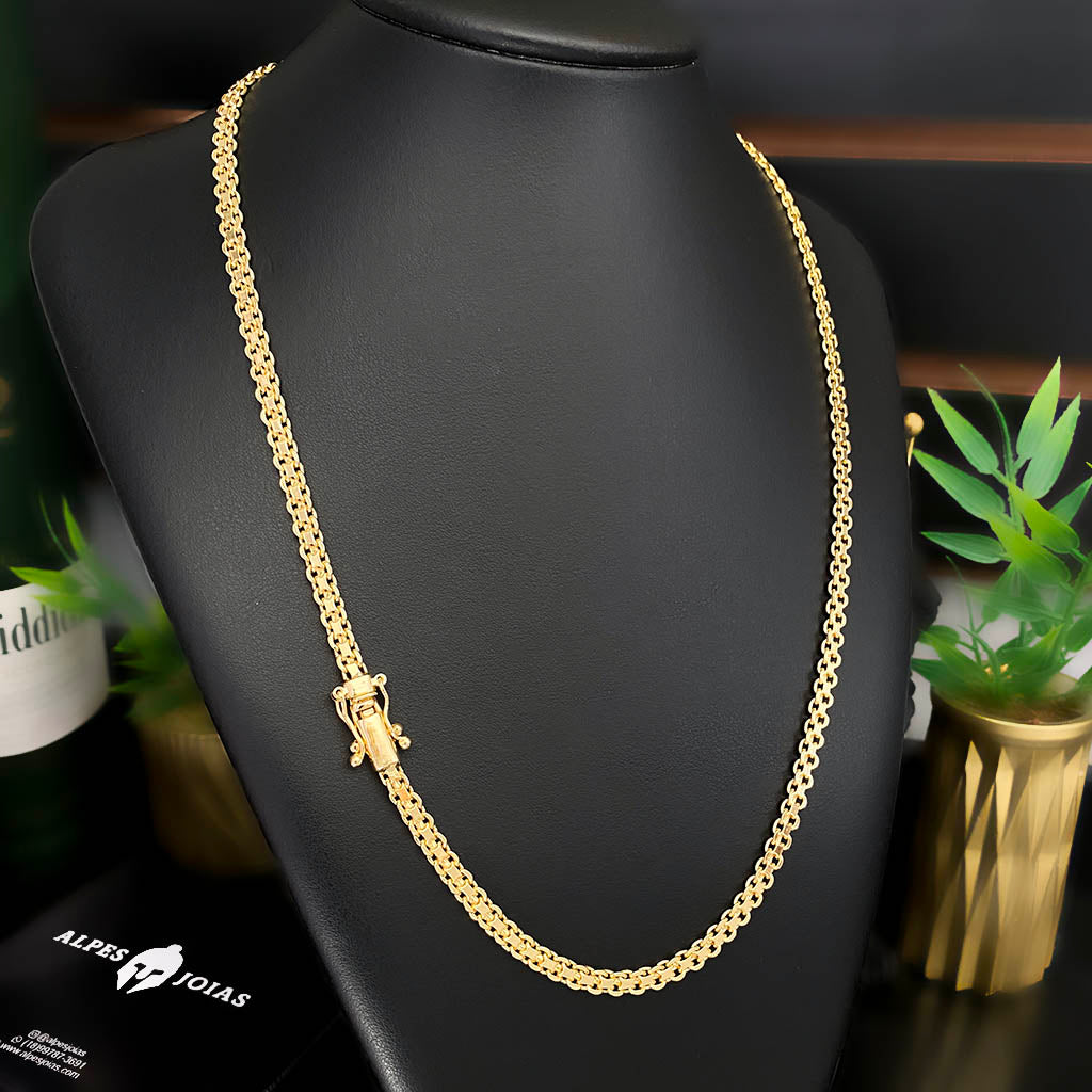 Corrente Cadeado Duplo 6mm Banhada a Ouro 18K