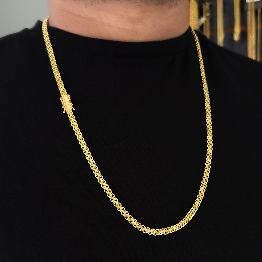 Corrente Cadeado Duplo 6mm Banhada a Ouro 18K