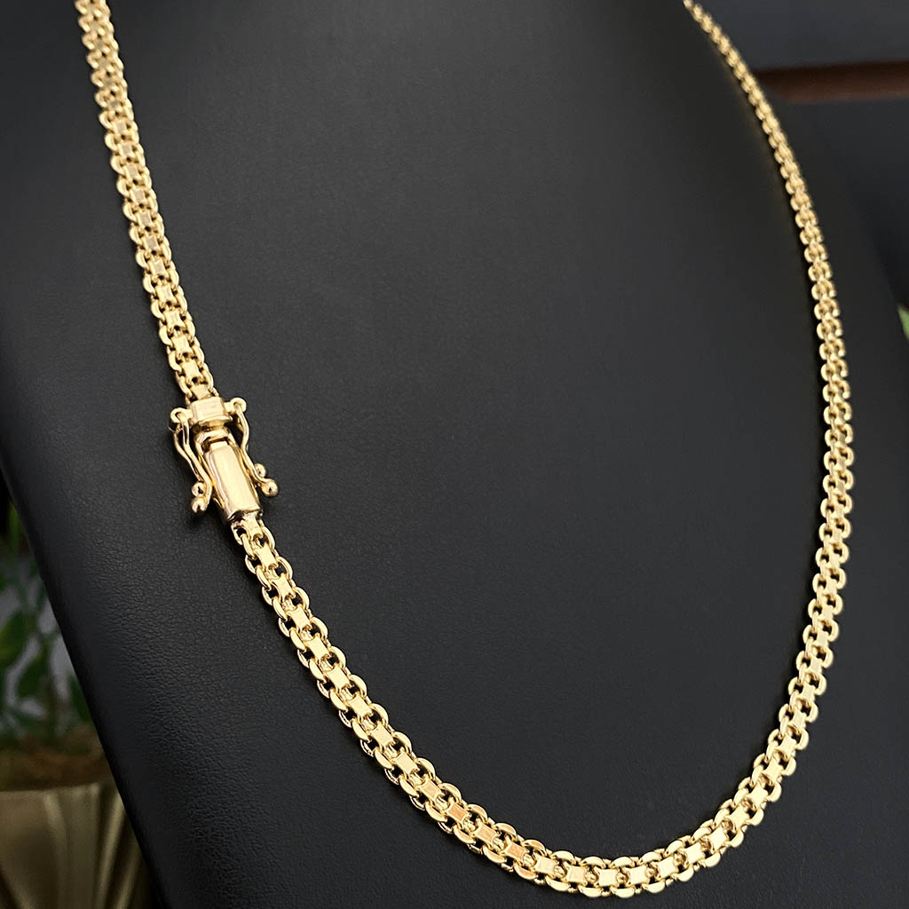 Corrente Cadeado Duplo 6mm Banhada a Ouro 18K