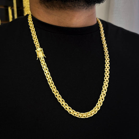 Corrente Cadeado duplo 10mm Banhada a Ouro 18K