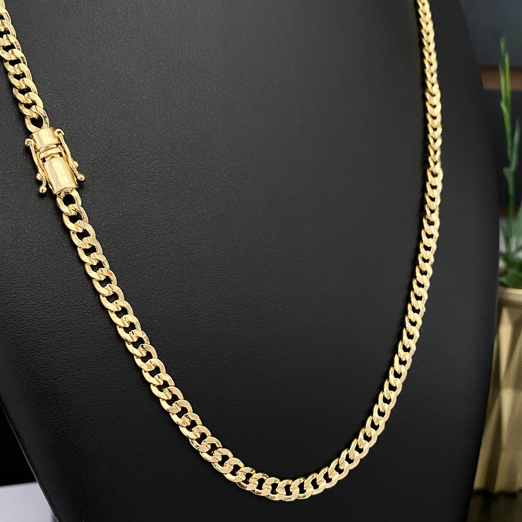 Corrente Cubana 4mm Banhada a Ouro 18K