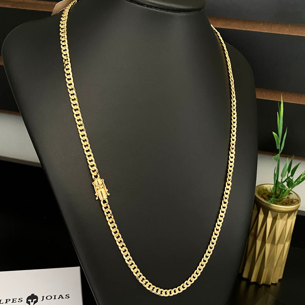 Corrente Cubana 4mm Banhada a Ouro 18K