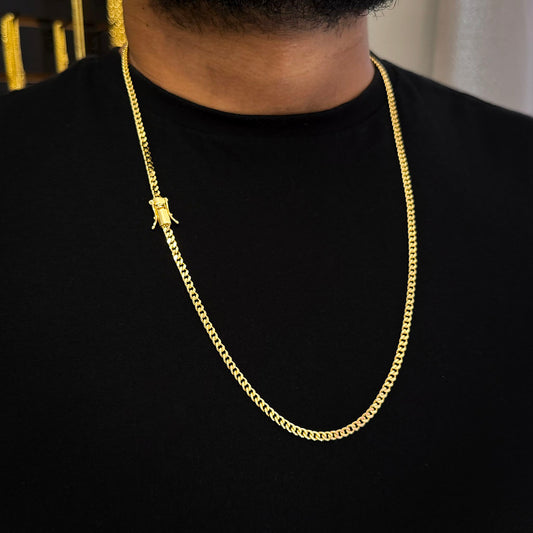 Corrente Cubana 4mm Banhada a Ouro 18K