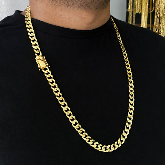 Corrente Cubana 8mm Banhada a Ouro 18K