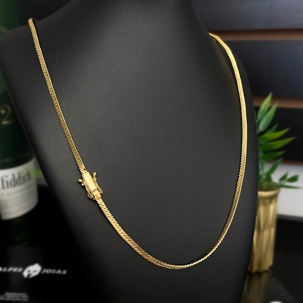 Corrente Flat 4mm Banhada a Ouro 18K