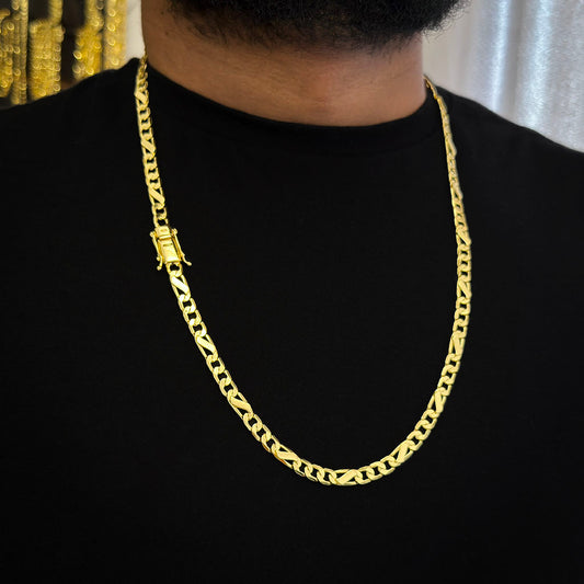 Corrente Friso 3x1 5mm Banhada a Ouro 18K