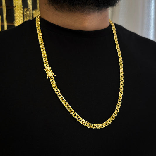 Corrente Friso Duplo 6mm Banhada a Ouro 18K