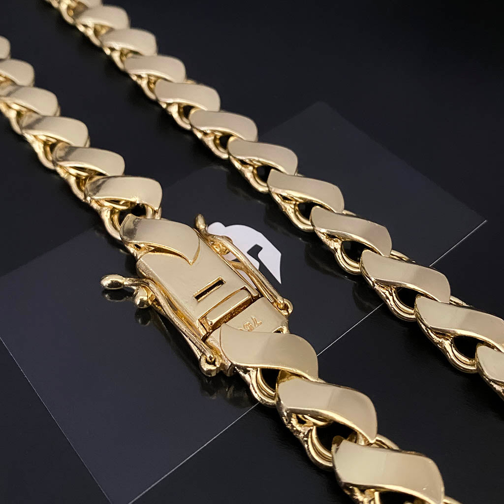 Corrente Friso S 13mm Banhada a Ouro 18K