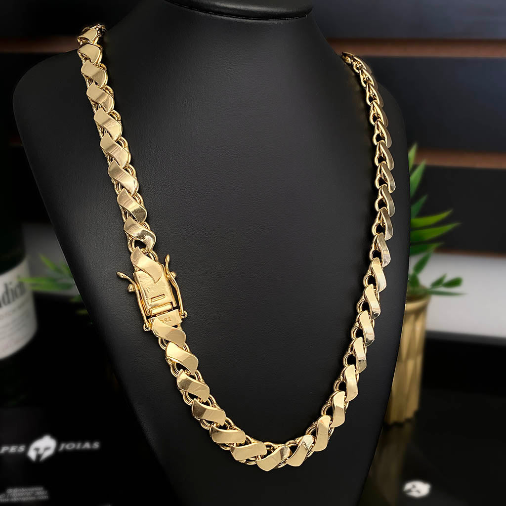 Corrente Friso S 13mm Banhada a Ouro 18K