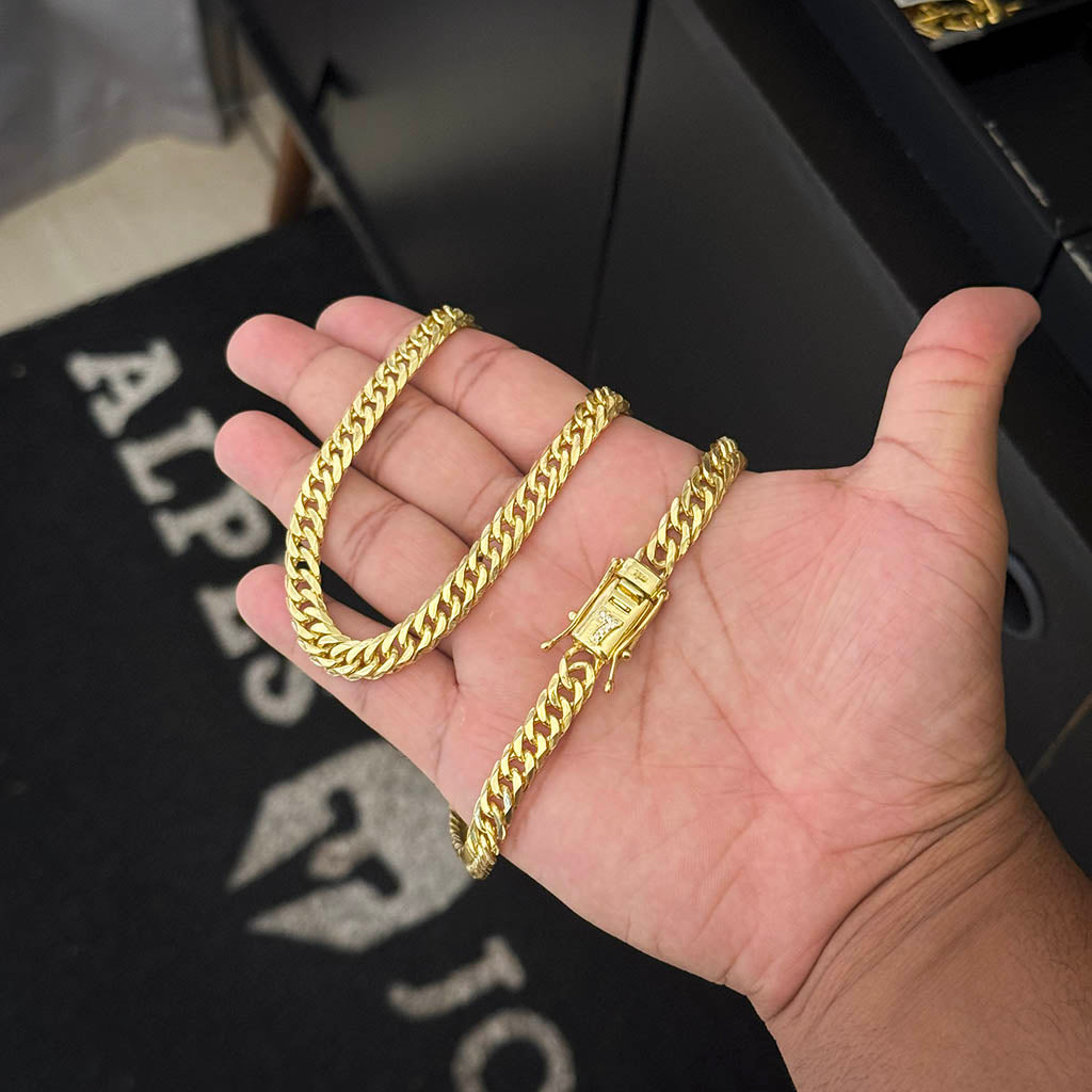 Corrente Grumet 8mm Fecho 7 Banhado a Ouro 18K