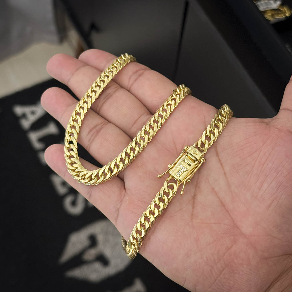 Corrente Grumet 8mm Fecho 7 Banhado a Ouro 18K