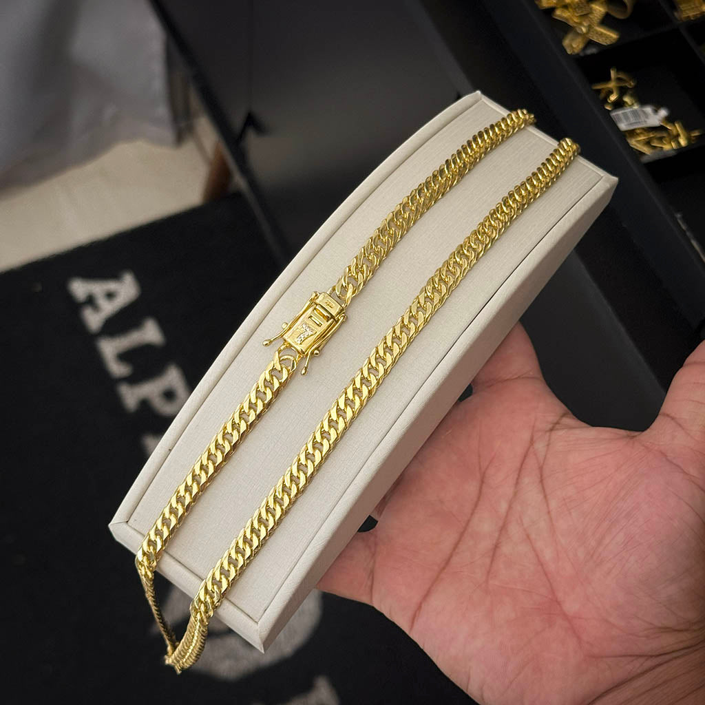 Corrente Grumet 8mm Fecho 7 Banhado a Ouro 18K